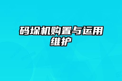 碼垛機(jī)購(gòu)置與運(yùn)用維護(hù)