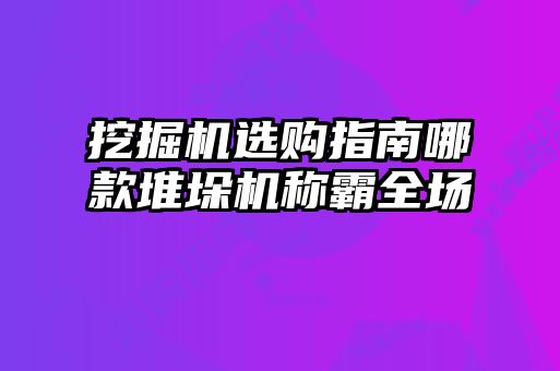 挖掘機(jī)選購(gòu)指南哪款堆垛機(jī)稱霸全場(chǎng)