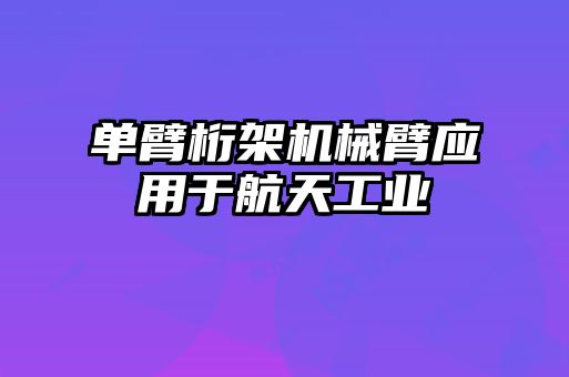 單臂桁架機械臂應用于航天工業(yè)