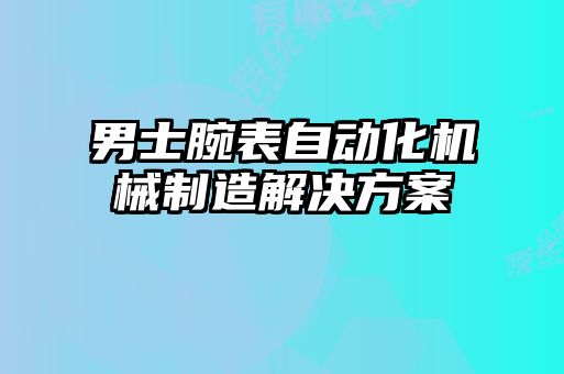 男士腕表自動化機械制造解決方案