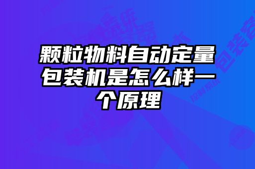 顆粒物料自動定量包裝機是怎么樣一個原理