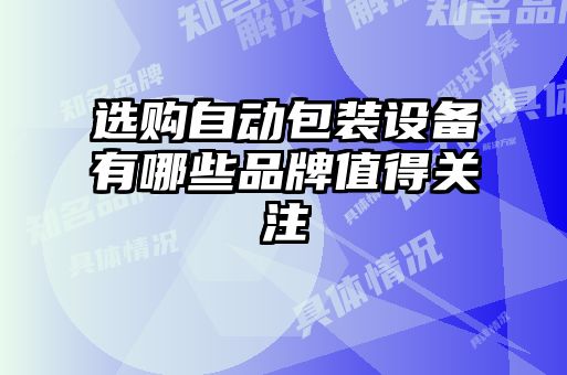 選購自動包裝設備有哪些品牌值得關注