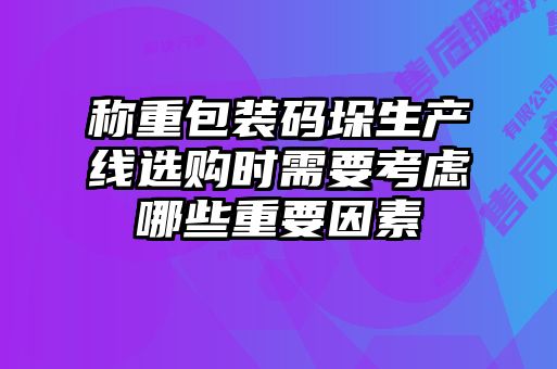 稱重包裝碼垛生產(chǎn)線選購時需要考慮哪些重要因素