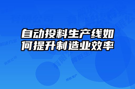 自動投料生產(chǎn)線如何提升制造業(yè)效率