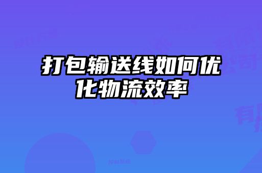 打包輸送線如何優(yōu)化物流效率