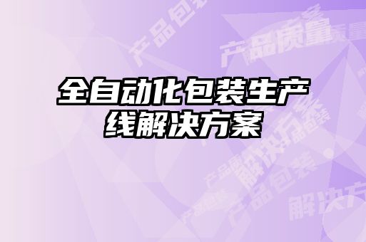 全自動化包裝生產線解決方案