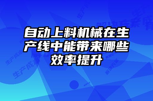 自動上料機械在生產(chǎn)線中能帶來哪些效率提升