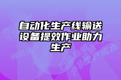 自動化生產線輸送設備提效作業(yè)助力生產