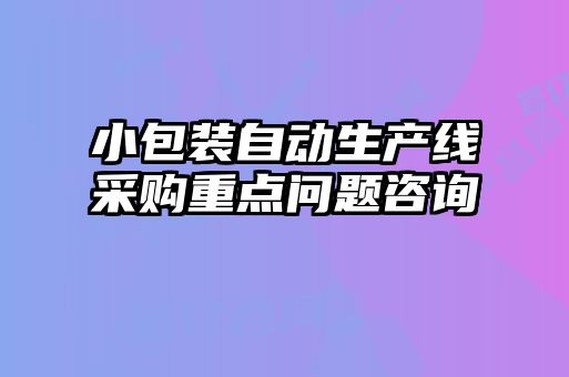 小包裝自動生產(chǎn)線采購重點(diǎn)問題咨詢